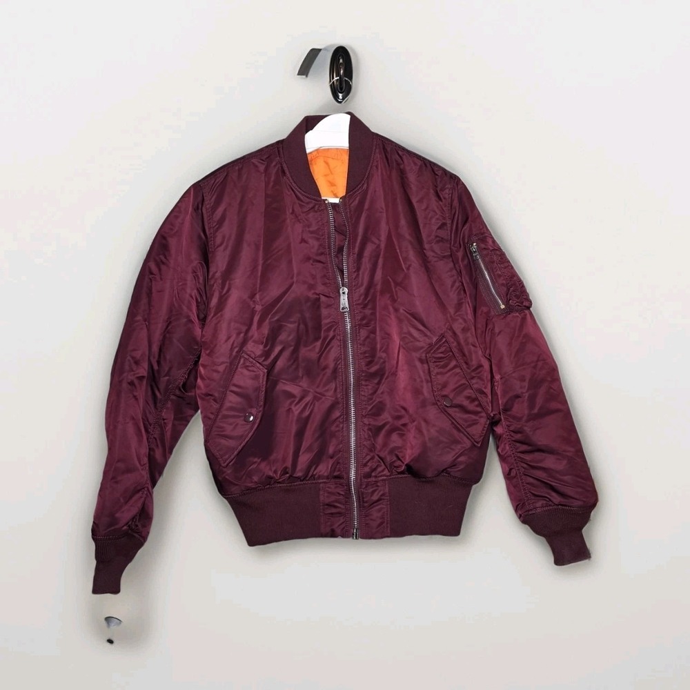 Alpha Industries MA-1 Bomber‎ Jacket Maroon Orange Liner USAF Med Reversible